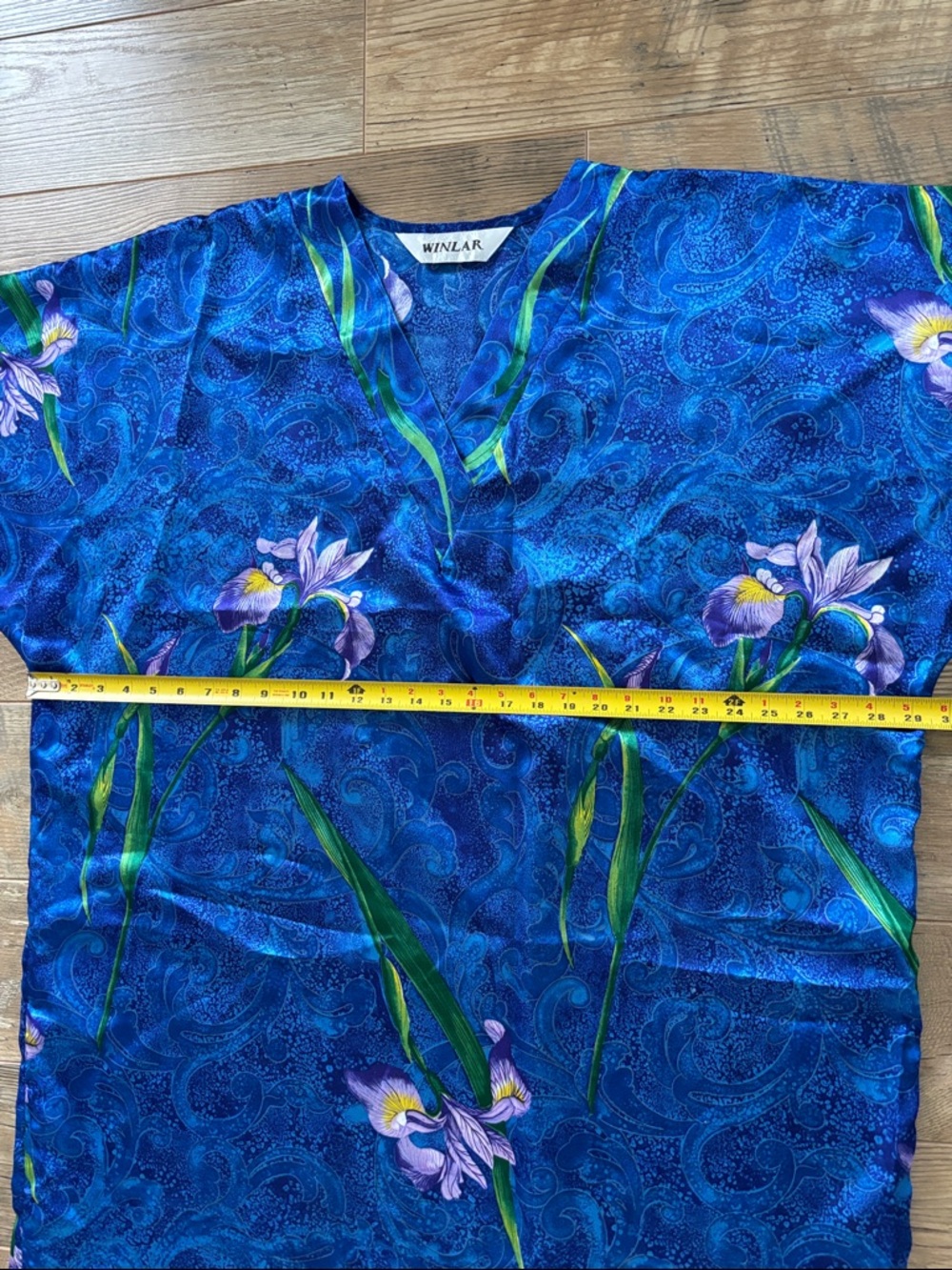 Vintage Winlar Women's Kaftan One Size Satin Floral Relaxed Colorful - Picture 4 of 7